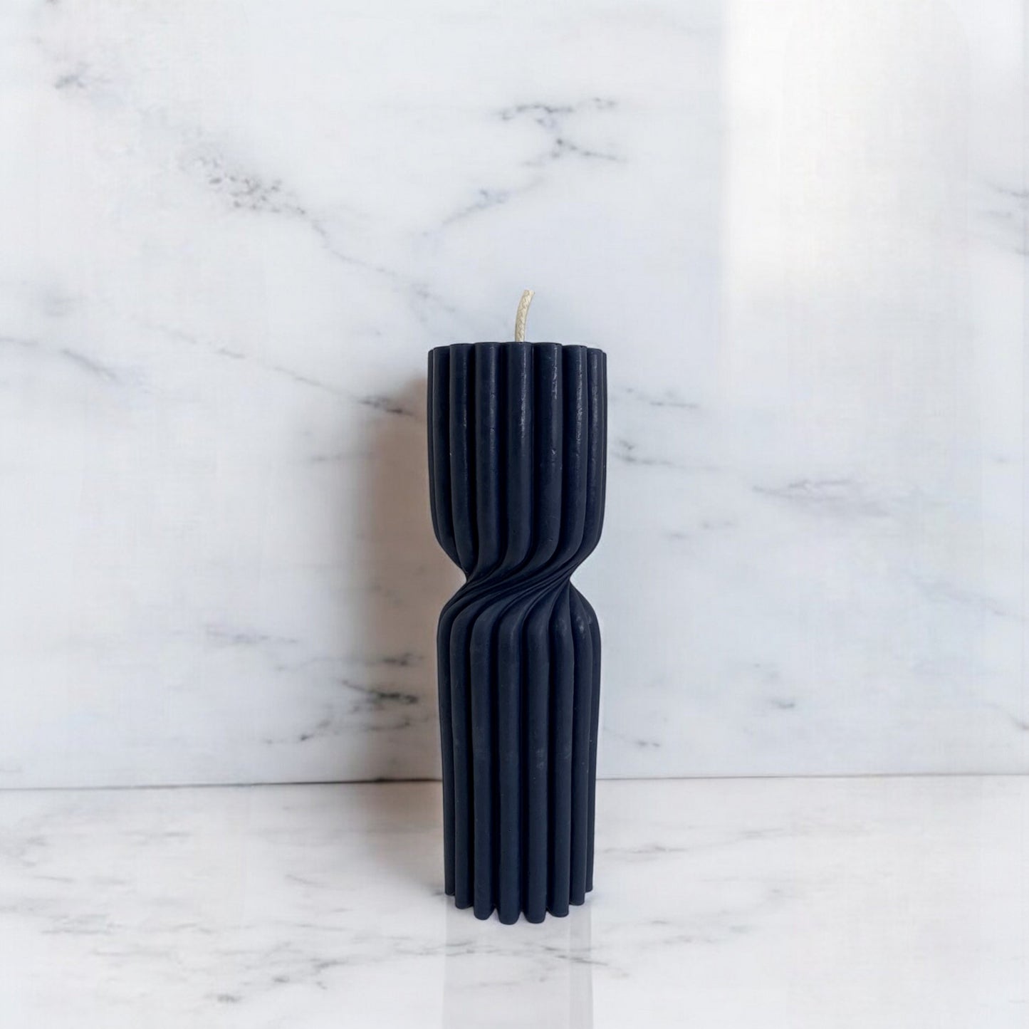 Bougie Jérusalem décorative parfumée en cire végétale, colonne torsadée, couleur noir, fabriquée à la main – HO'MAHA.