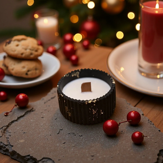 Bougie de Noël Onyx noire et dorée, idée cadeau fait main – HO'MAHA