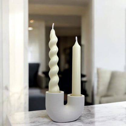 Bougeoir Soho, minimaliste en Jesmonite clair, design épuré et tendance, accessoire déco fait main – HO'MAHA.