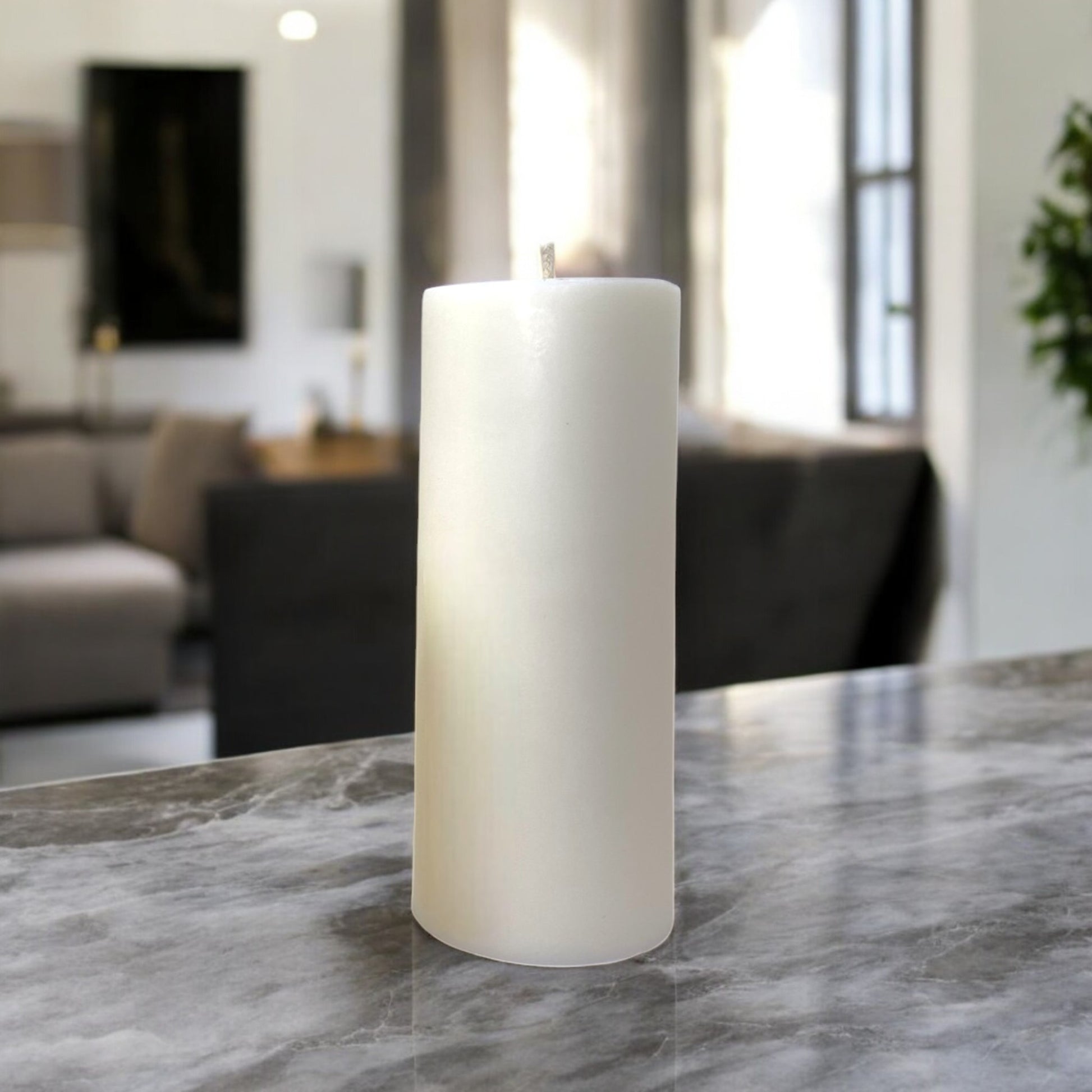 Bougie décorative parfumée en cire végétale, pilier, couleur crème, fabriquée à la main – HO'MAHA.