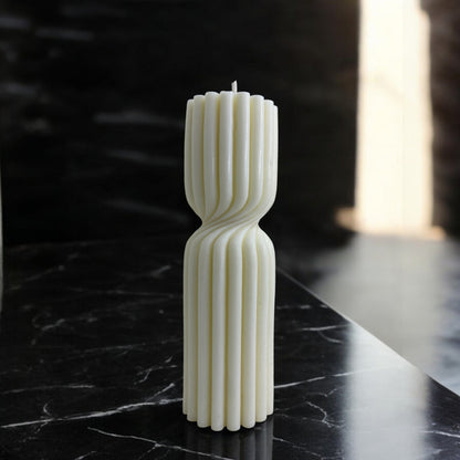 Bougie Jérusalem décorative parfumée en cire végétale, colonne torsadée, couleur crème, fabriquée à la main – HO'MAHA.