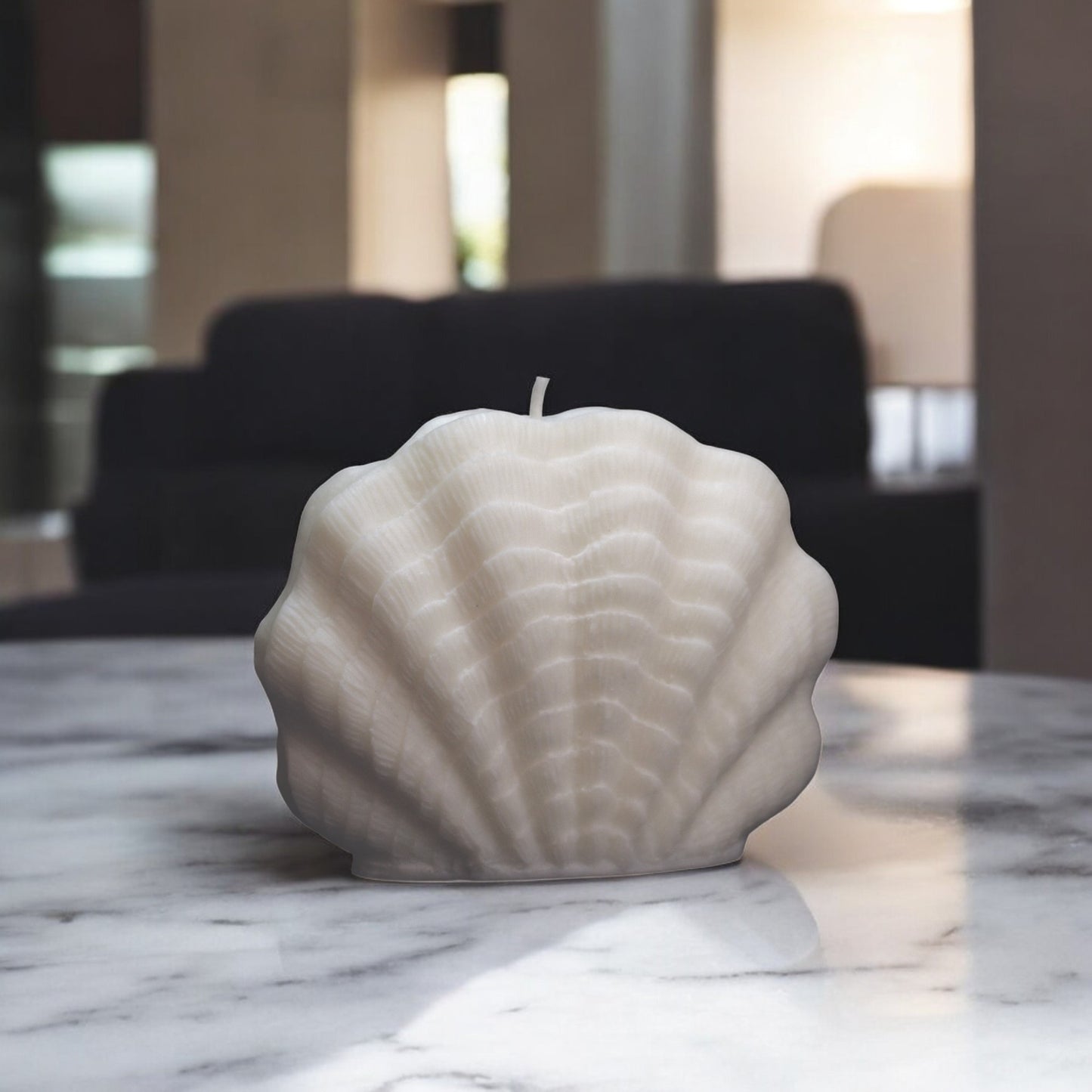 Bougie sculptée en forme de coquillage réaliste, cire végétale parfumée, idéale pour une ambiance cocooning et chaleureuse, couleur clair – HO'MAHA