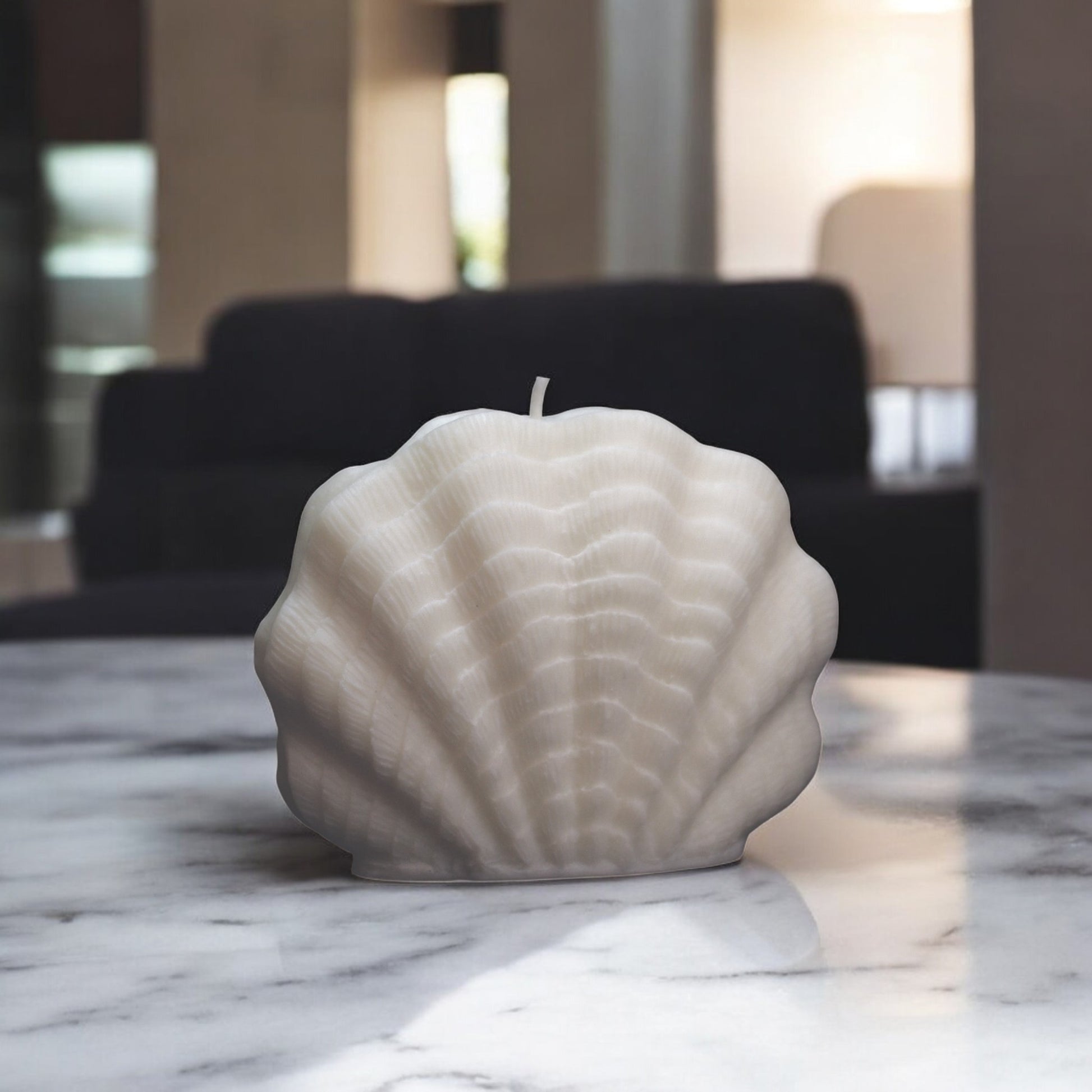 Bougie sculptée en forme de coquillage réaliste, cire végétale parfumée, idéale pour une ambiance cocooning et chaleureuse, couleur clair – HO'MAHA