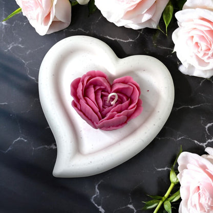 Bougie décorative parfumée en cire végétale, fleurs en forme de coeur, couleur rose, fabriquée à la main – HO'MAHA.