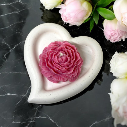 Bougie décorative parfumée en cire végétale, forme de pivoine, couleur rose, fabriquée à la main – HO'MAHA.