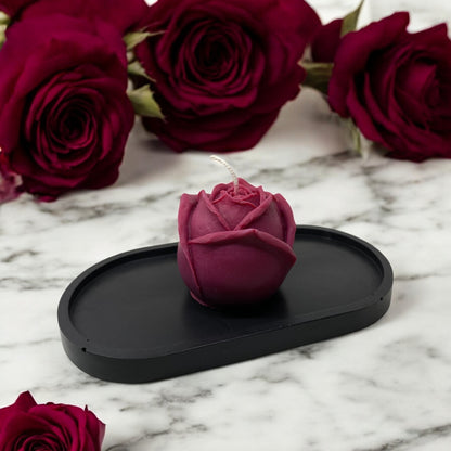 Bougie décorative parfumée en cire végétale, fleurs en forme de rose, couleur bordeaux, fabriquée à la main – HO'MAHA.