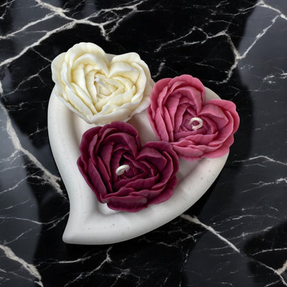 Bougie décorative parfumée en cire végétale, fleurs en forme de coeur, fabriquée à la main – HO'MAHA.