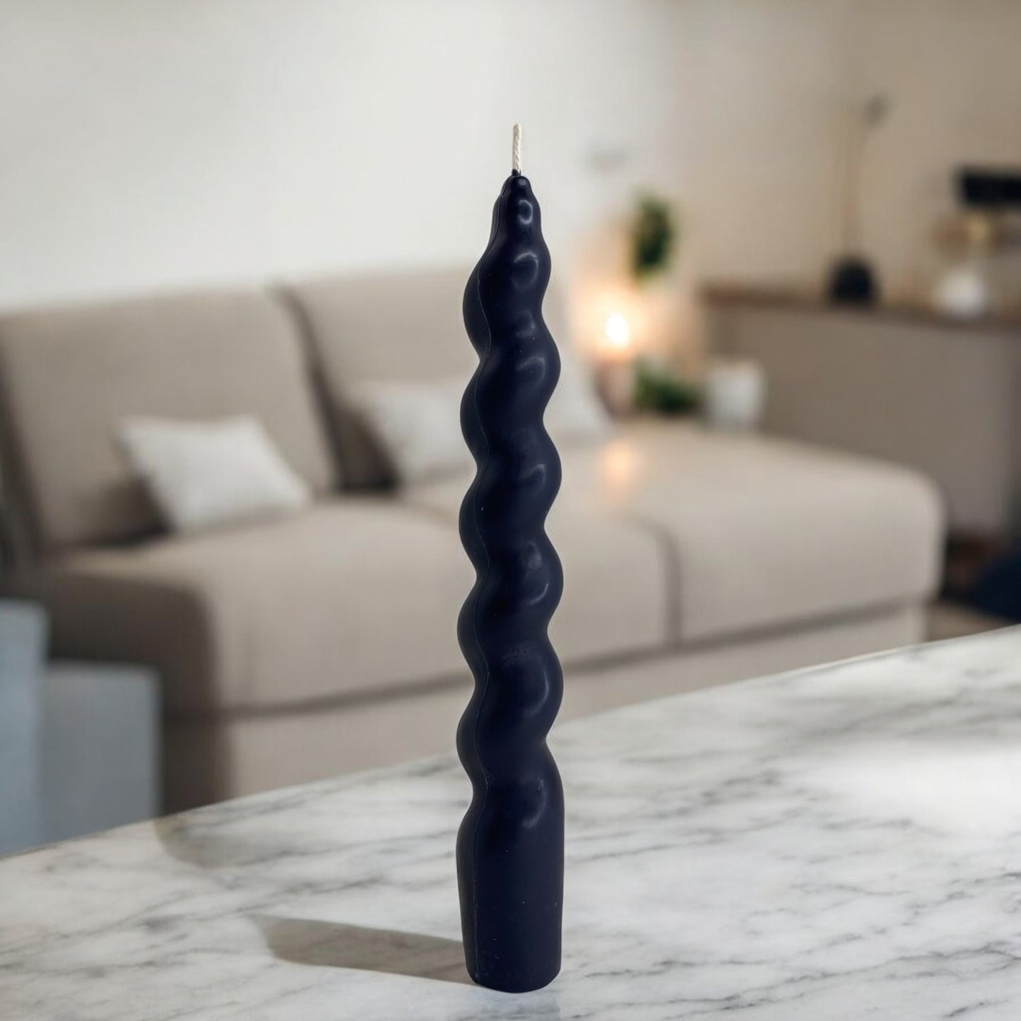Chandelle Marrakech décorative parfumée en cire végétale, torsadée, couleur noir, fabriquée à la main – HO'MAHA.